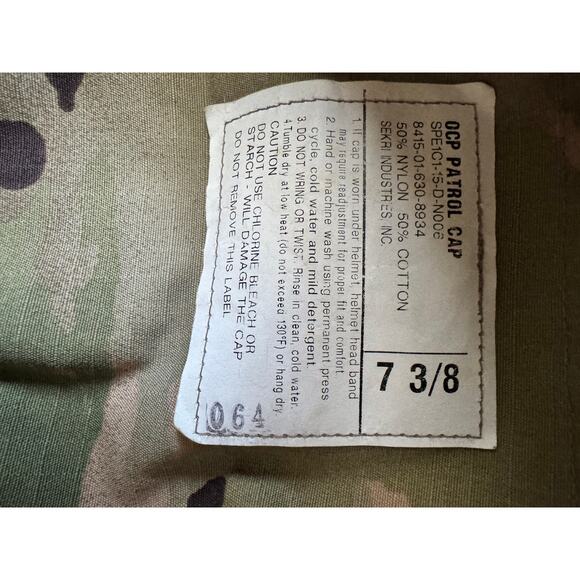 U.S. Army OCP Patrol Cap with Sergeant Rank Insignia – Size 7 3/8 - Picture 9 of 9